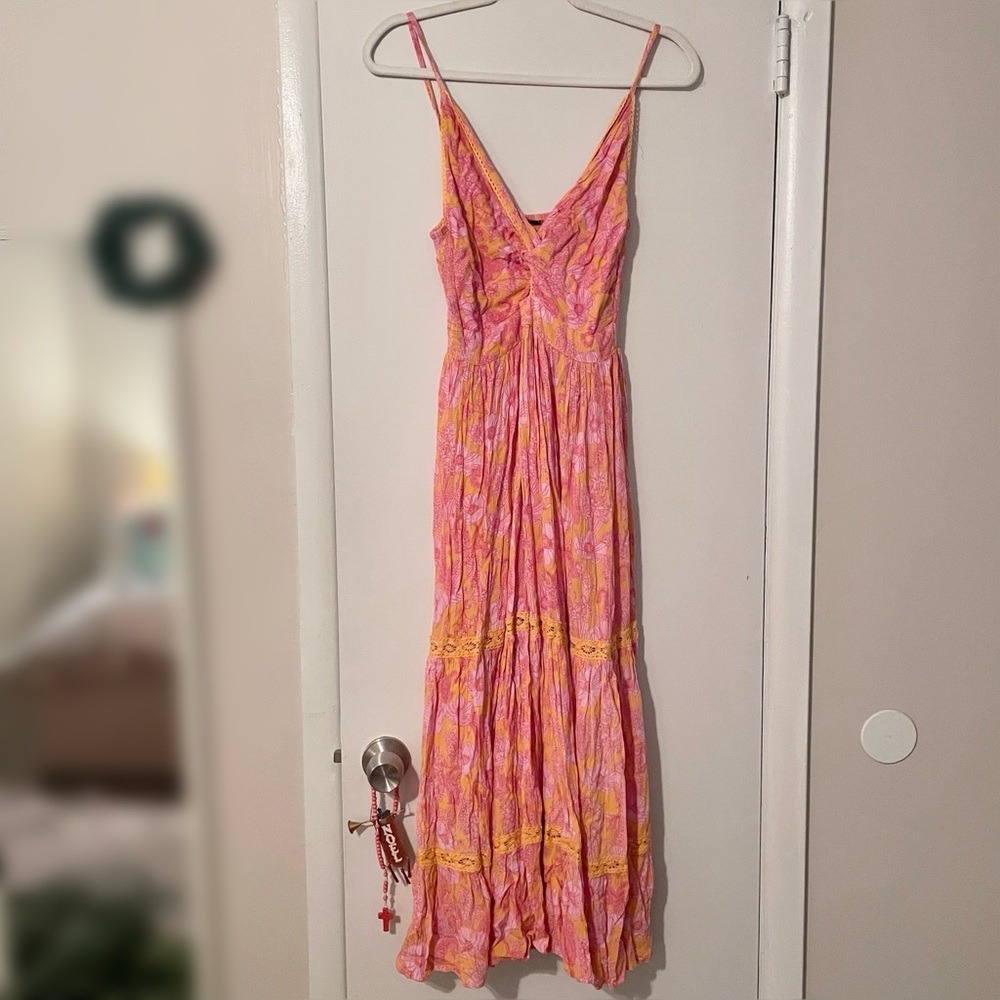 Floral Pink and Orange Maxi Dress